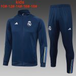Real Madrid 23-24 Long Zipper Jacket Kids Royal Blue