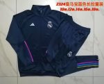 Real Madrid 23-24 Long Zipper Jacket Kids Royal Blue - 图片 3