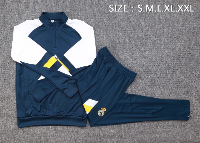 Real Madrid 23-24 Half-Zip Jacket Navy Blue - 图片 2