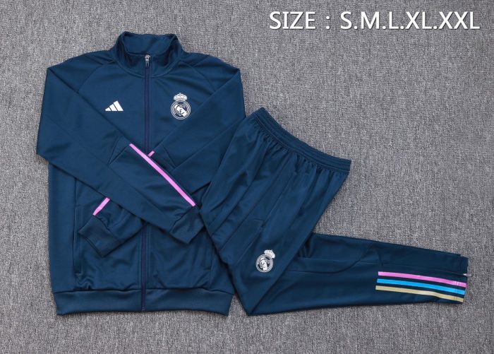 Real Madrid 23-24 Long Zip Jacket in Royal Blue - 图片 2