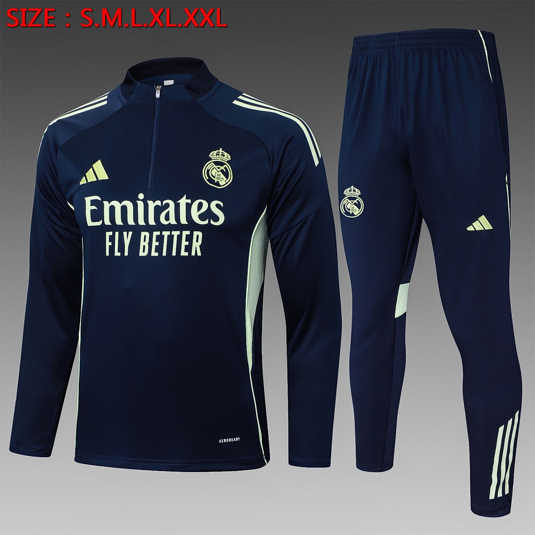 JER-5514_1 Real Madrid Semi-Zip Jacket in Cyan - 图片 1