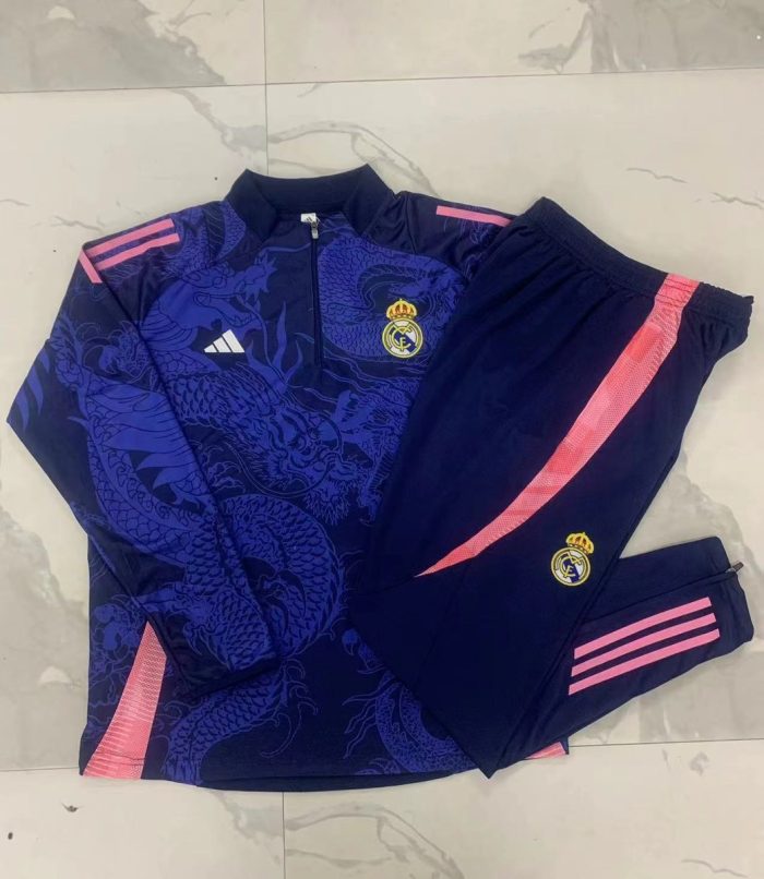 Real Madrid 24/25 Half Zip Jacket Blue (Spray Ink Dragon) Kids - 图片 3