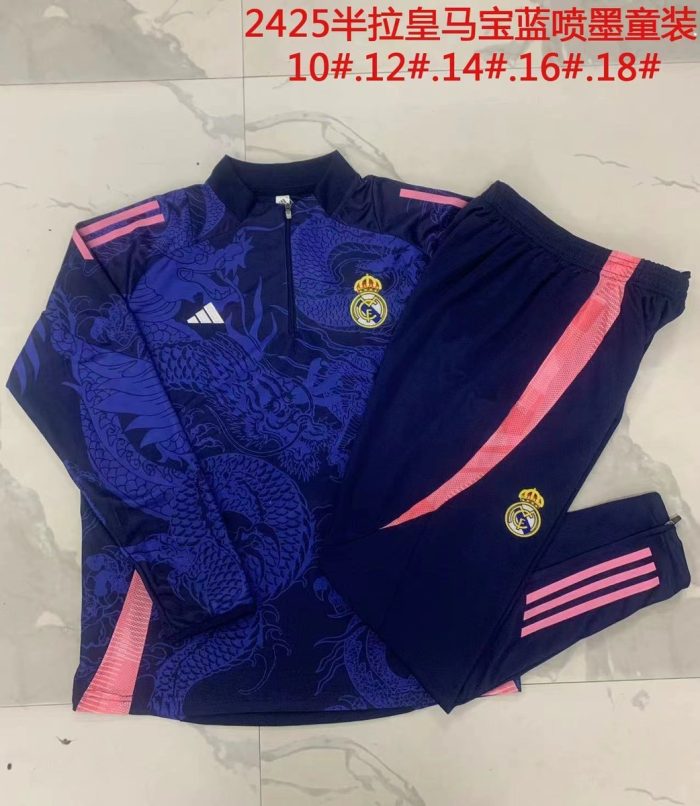 Real Madrid 24/25 Half Zip Jacket Blue (Spray Ink Dragon) Kids - 图片 4
