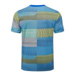 Real Madrid Blue Green Stripe Splatter Short Sleeve Training Shirt - 图片 3