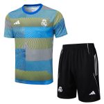 Real Madrid Blue Green Stripe Splatter Short Sleeve Training Shirt - 图片 4
