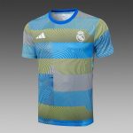 Real Madrid Blue Green Stripe Splatter Short Sleeve Training Shirt - 图片 5