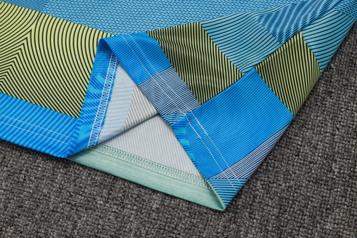 Real Madrid Blue Green Stripe Splatter Short Sleeve Training Shirt - 图片 7