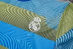 Real Madrid Blue Green Stripe Splatter Short Sleeve Training Shirt - 图片 8
