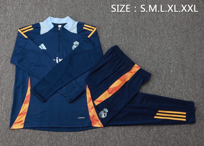 Real Madrid 24/25 Semi-Zip Jacket Navy Blue - 图片 2