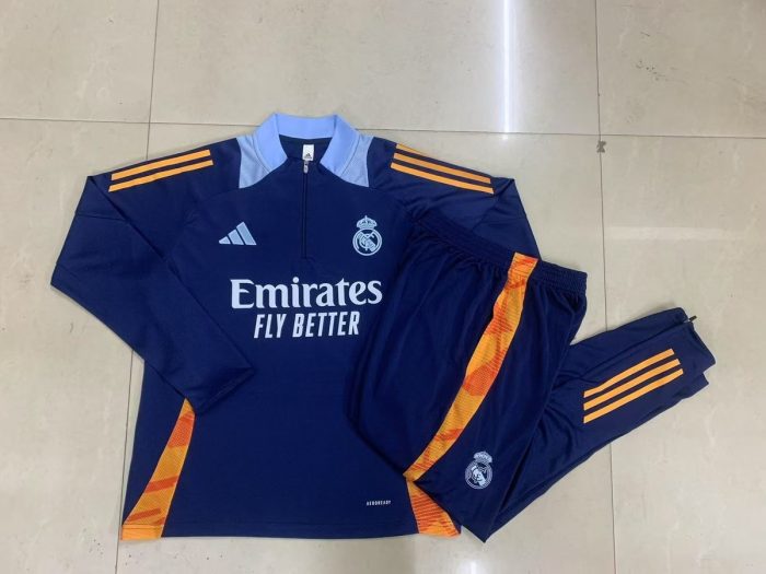 Real Madrid 24/25 Semi-Zip Jacket Navy Blue - 图片 9