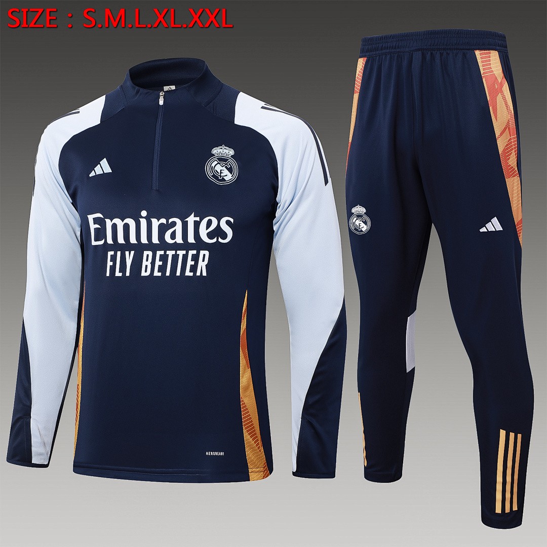JER-5520_1 Real Madrid 24/25 Semi-Zip Jacket Light Blue - 图片 1