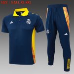Real Madrid 24-25 Polo Shirt Navy Blue with Yellow Collar