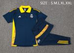 Real Madrid 24-25 Polo Shirt Navy Blue with Yellow Collar - 图片 2