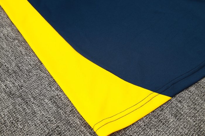 Real Madrid 24-25 Polo Shirt Navy Blue with Yellow Collar - 图片 3