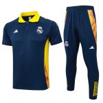 Real Madrid 24-25 Polo Shirt Navy Blue with Yellow Collar - 图片 8