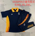 Real Madrid 24-25 Polo Shirt Navy Blue with Yellow Collar - 图片 9