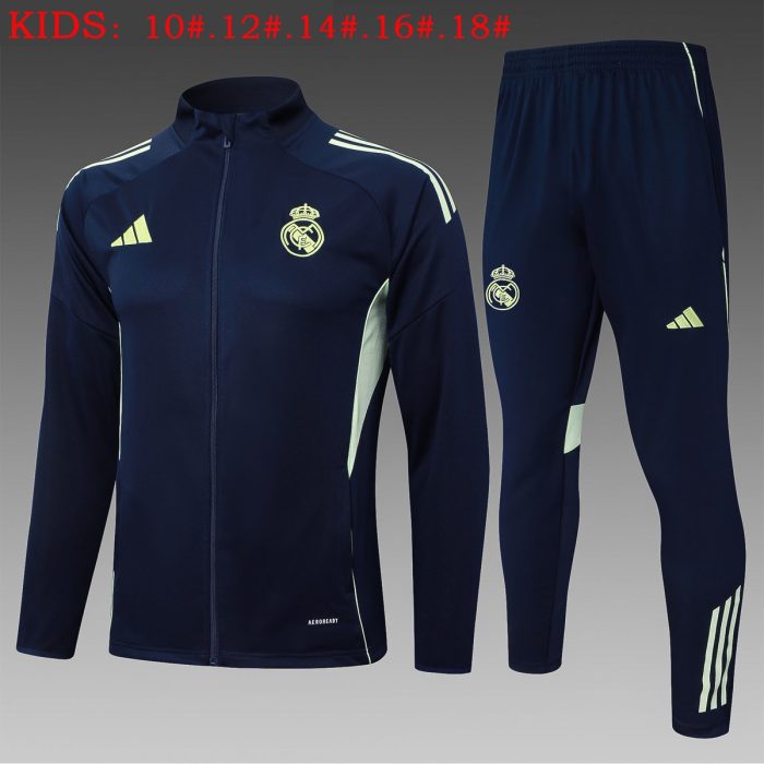 Real Madrid Kids' Long Zipper Jacket in Cyan - 图片 2