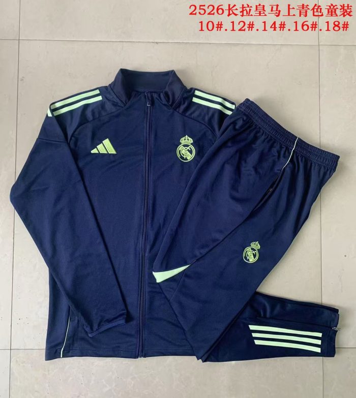 Real Madrid Kids' Long Zipper Jacket in Cyan - 图片 4