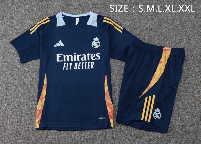 Real Madrid 24-25 Short Sleeve Training Jersey in Blue (Light Blue Collar) - 图片 2