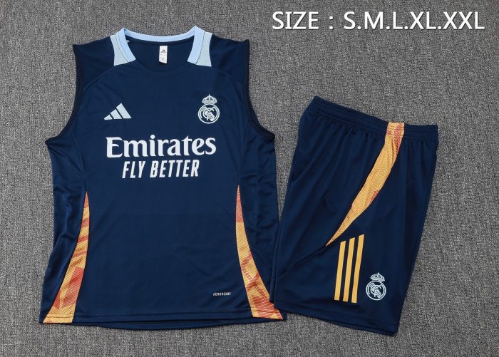 Real Madrid 24/25 Vest in Royal Blue with Light Blue Collar - 图片 2