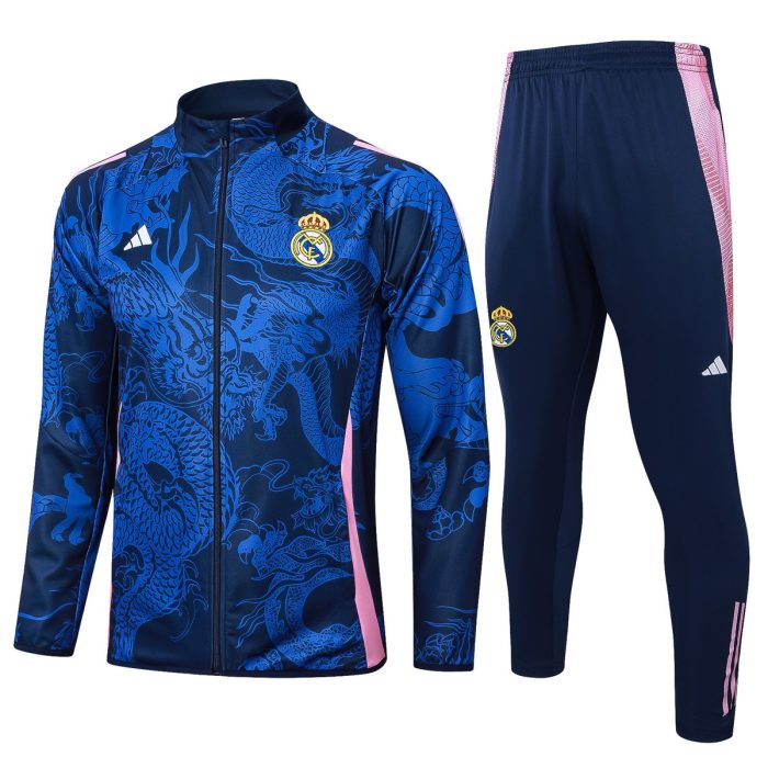 Real Madrid 24/25 Long Zipper Jacket in Royal Blue (Spray Ink Dragon) - 图片 8
