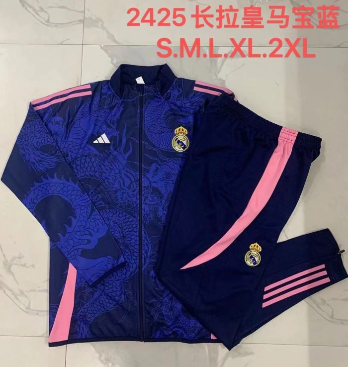 Real Madrid 24/25 Long Zipper Jacket in Royal Blue (Spray Ink Dragon) - 图片 9