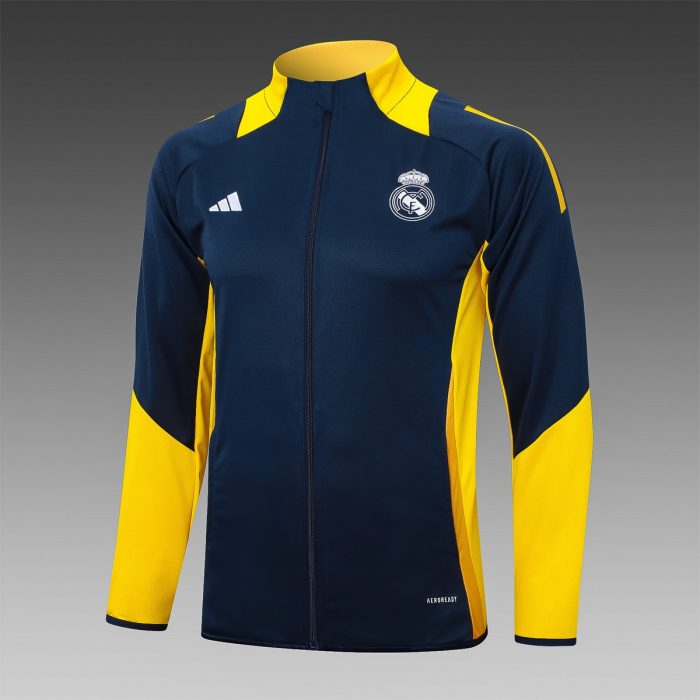 Real Madrid 24/25 Long Zip Jacket in Royal Blue with Yellow Sleeves - 图片 8