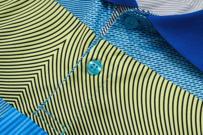 Real Madrid Blue Green Stripe Polo Shirt - 图片 5