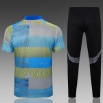 Real Madrid Blue Green Stripe Polo Shirt - 图片 6