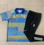 Real Madrid Blue Green Stripe Polo Shirt - 图片 9