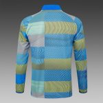 Real Madrid Blue Green Stripe Spray Print Long Zipper Jacket - 图片 3