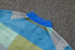Real Madrid Blue Green Stripe Spray Print Long Zipper Jacket - 图片 6