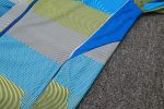 Real Madrid Blue Green Stripe Spray Print Long Zipper Jacket - 图片 7