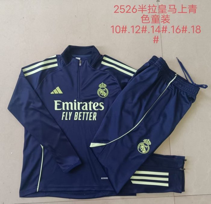 Real Madrid Kids' Half-Zip Jacket in Cyan - 图片 4