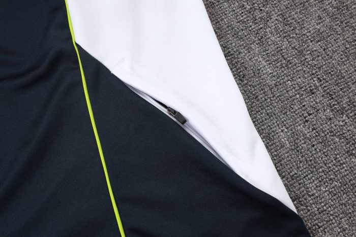 Real Madrid Retro Edition Long Zipper Jacket in White and Cyan - 图片 4