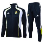 Real Madrid Retro Edition Long Zipper Jacket in White and Cyan - 图片 8