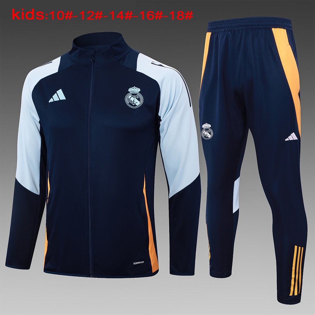 JER-5544_1 Real Madrid 24-25 Long Zipper Jacket Kids (Light Blue) - 图片 1