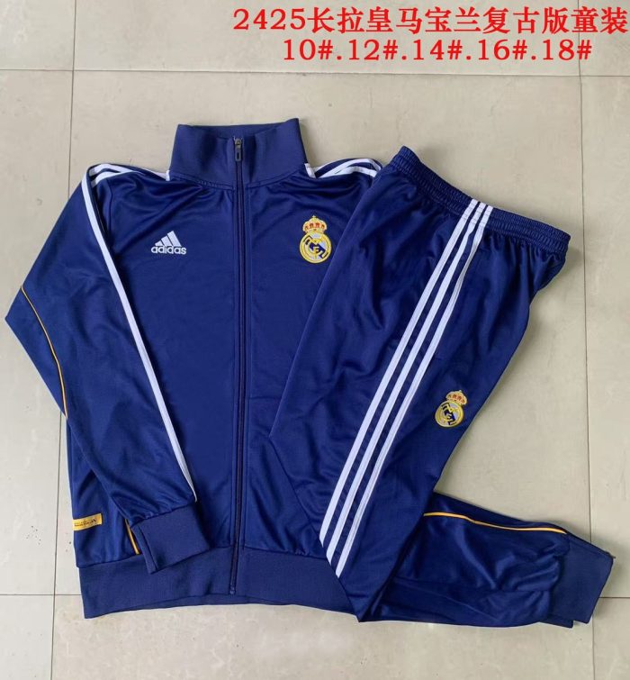 Real Madrid Retro Edition Kids' Jacket - Navy Blue - 图片 3