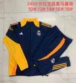 Real Madrid 24-25 Long Zipper Jacket Kids (Blue with Yellow Accents) - 图片 4