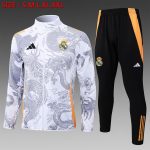 Real Madrid 24/25 Long Zipper Jacket White (Spray Ink Dragon)