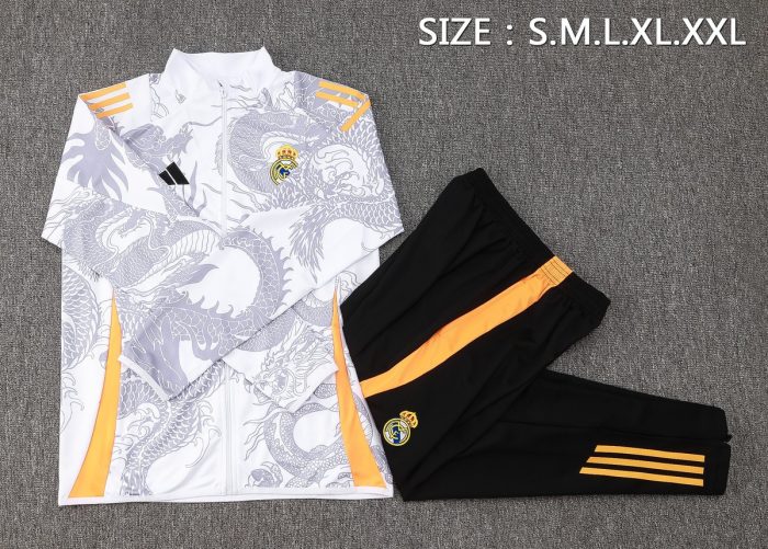 Real Madrid 24/25 Long Zipper Jacket White (Spray Ink Dragon) - 图片 2