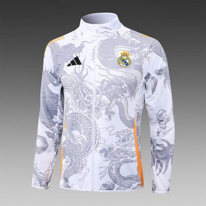 Real Madrid 24/25 Long Zipper Jacket White (Spray Ink Dragon) - 图片 8