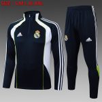 Real Madrid Retro Edition Half-Zip Jacket in White and Blue