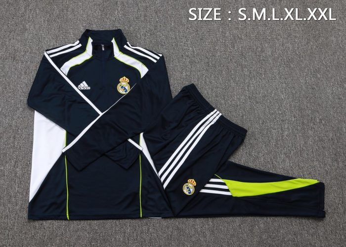 Real Madrid Retro Edition Half-Zip Jacket in White and Blue - 图片 2