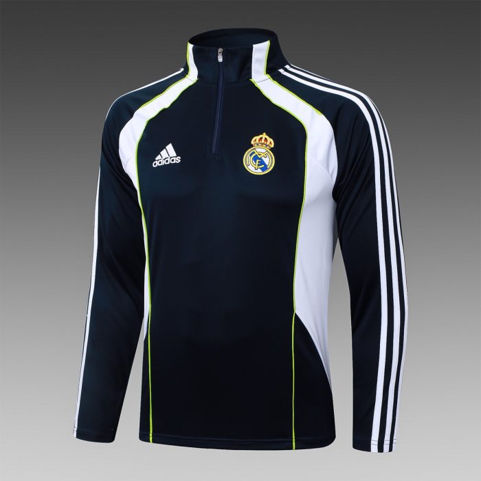 Real Madrid Retro Edition Half-Zip Jacket in White and Blue - 图片 8
