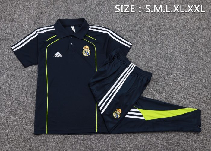 Real Madrid Retro Polo Shirt - Green Trim - 图片 2