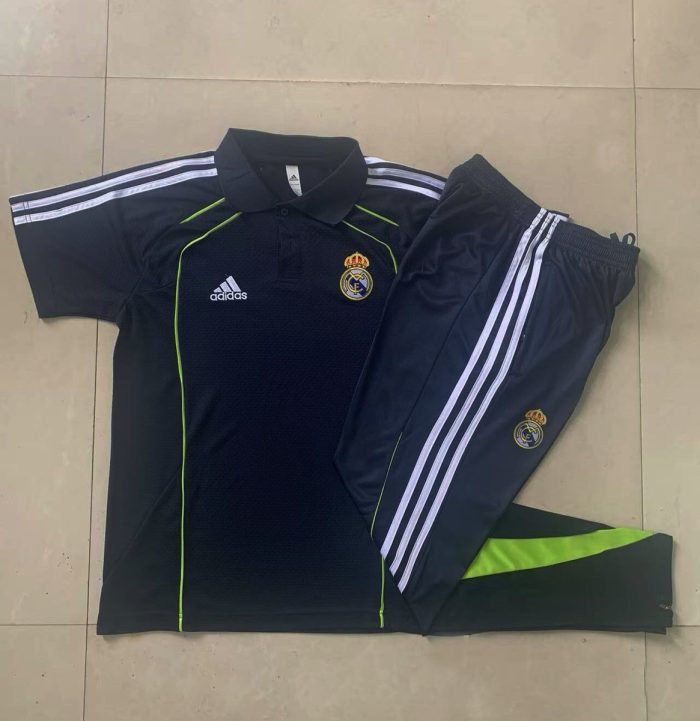 Real Madrid Retro Polo Shirt - Green Trim - 图片 9