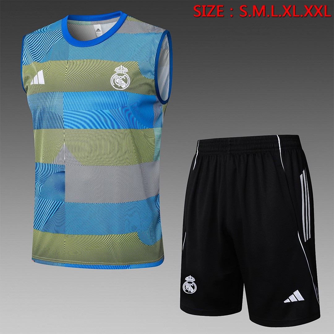 JER-5555_1 Real Madrid Green Blue Stripe Vest - 图片 1