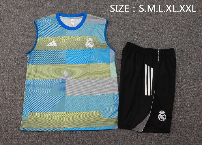 Real Madrid Green Blue Stripe Vest - 图片 2