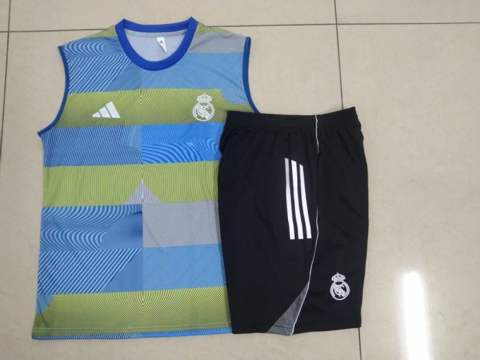 Real Madrid Green Blue Stripe Vest - 图片 9